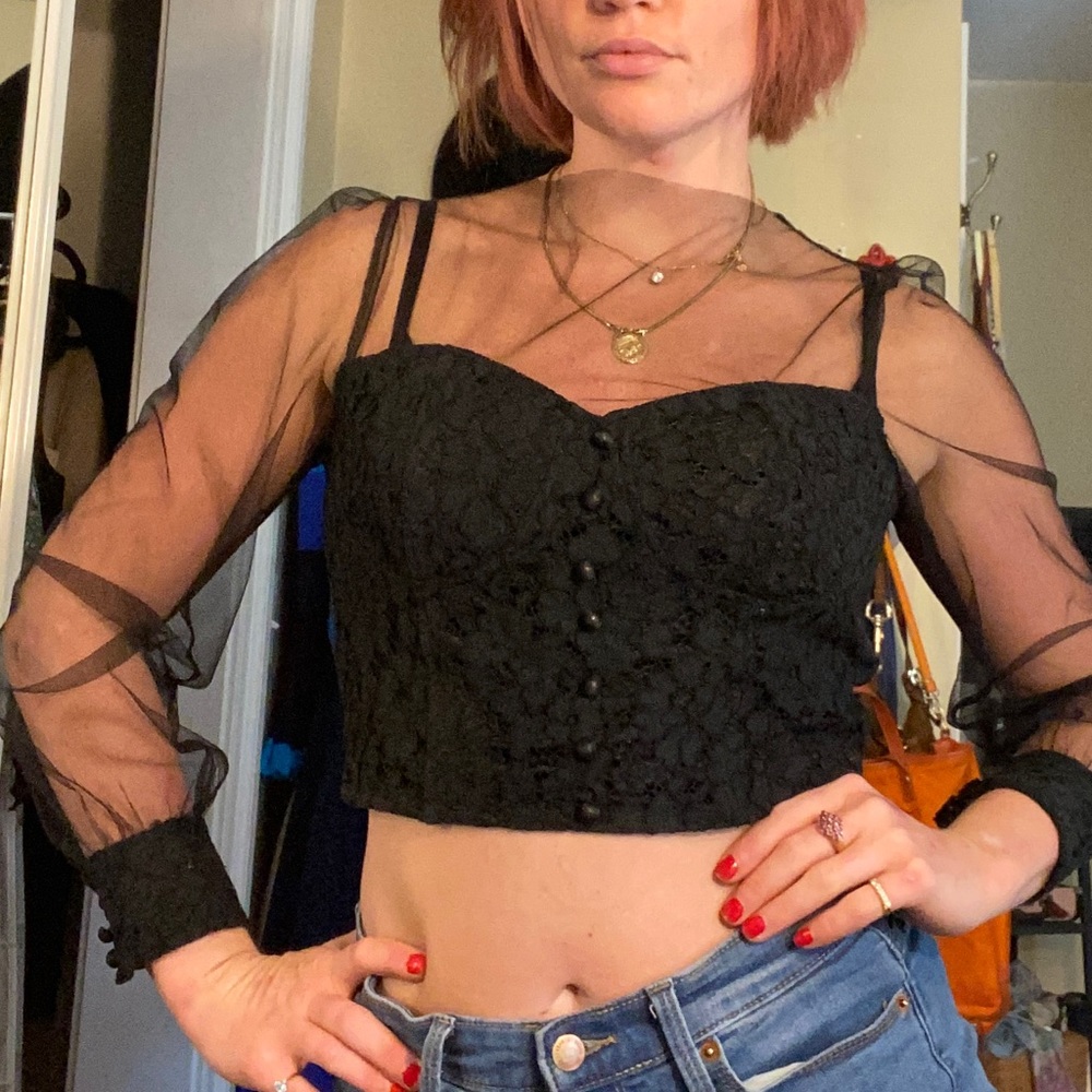 Sheer Lace Illusion Blouse